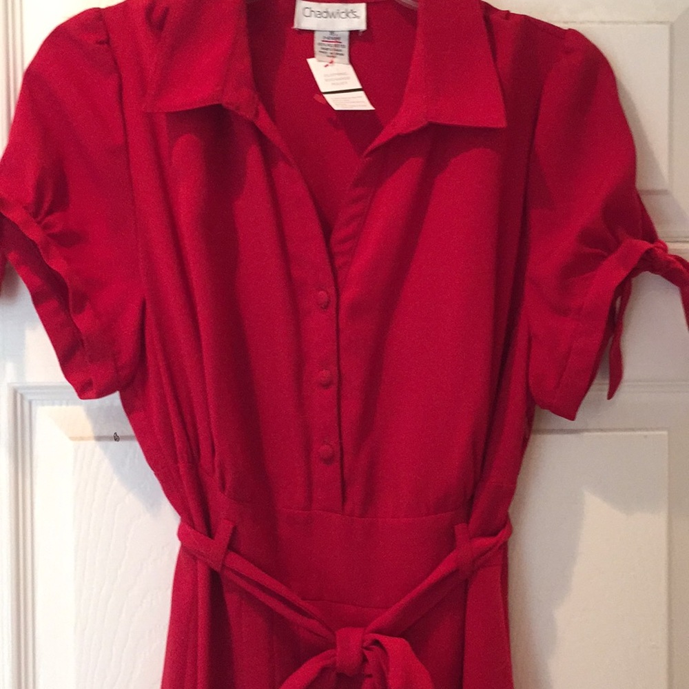 Red Vintage style Belt Midi Dress Holidays 🎄❤️